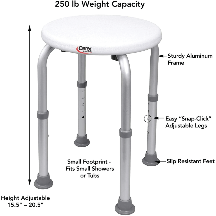 Carex Compact Adjustable Round Shower Stool