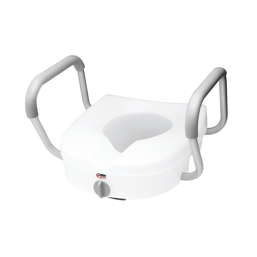 Carex E-Z Lock Raised Toilet Seat with Adjustable Armrests
