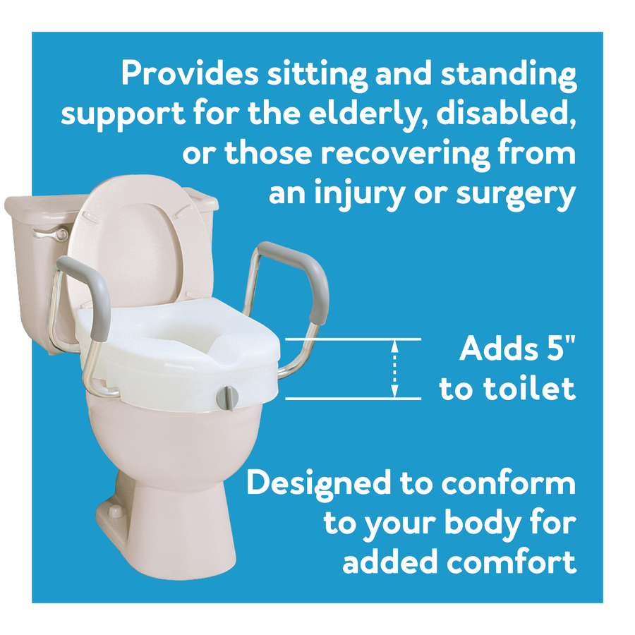 Carex E-Z Lock&trade; Locking Raised Toilet Seat with Armrests