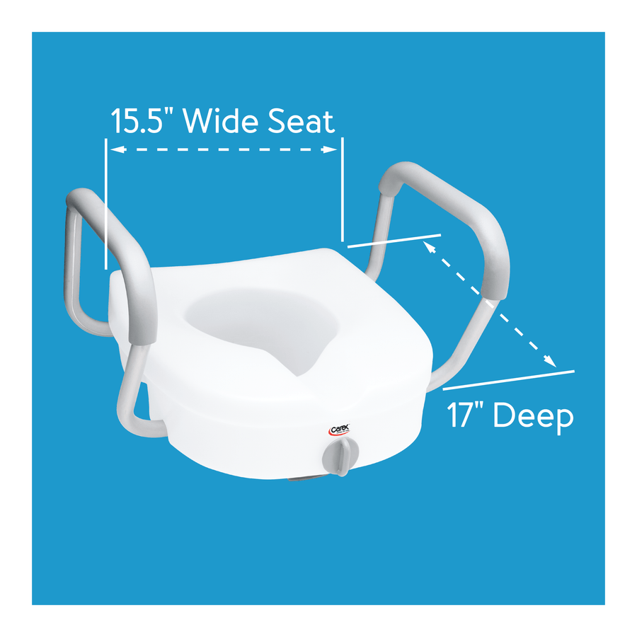 Carex E-Z Lock&trade; Locking Raised Toilet Seat with Armrests