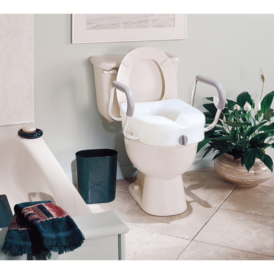 Carex E-Z Lock&trade; Locking Raised Toilet Seat with Armrests