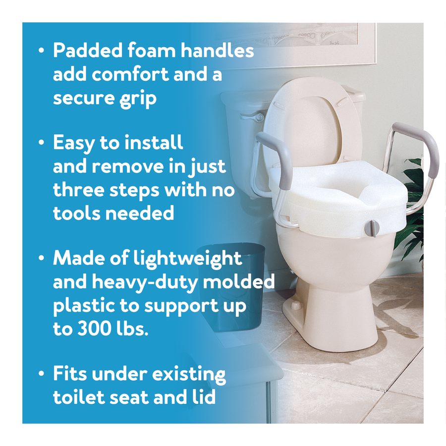 Carex E-Z Lock&trade; Locking Raised Toilet Seat with Armrests