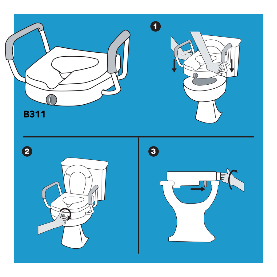 Carex E-Z Lock&trade; Locking Raised Toilet Seat with Armrests