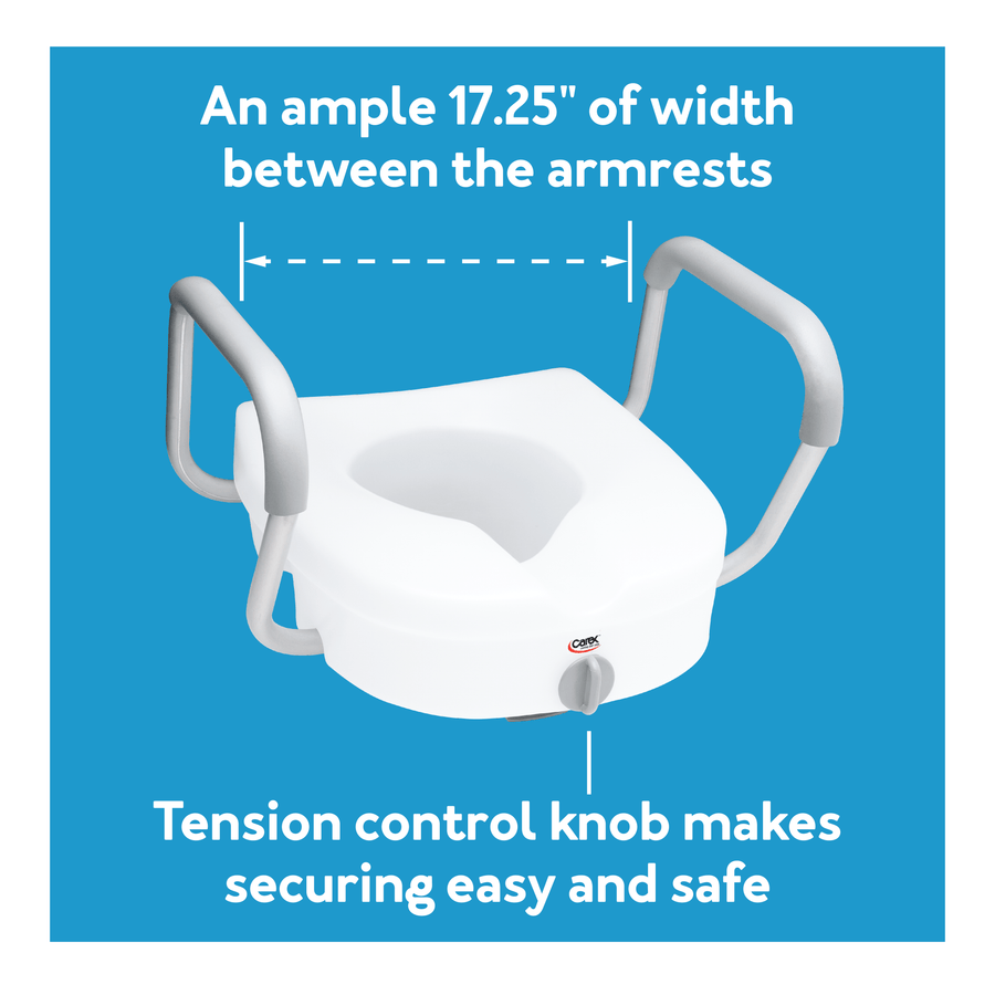 Carex E-Z Lock&trade; Locking Raised Toilet Seat with Armrests