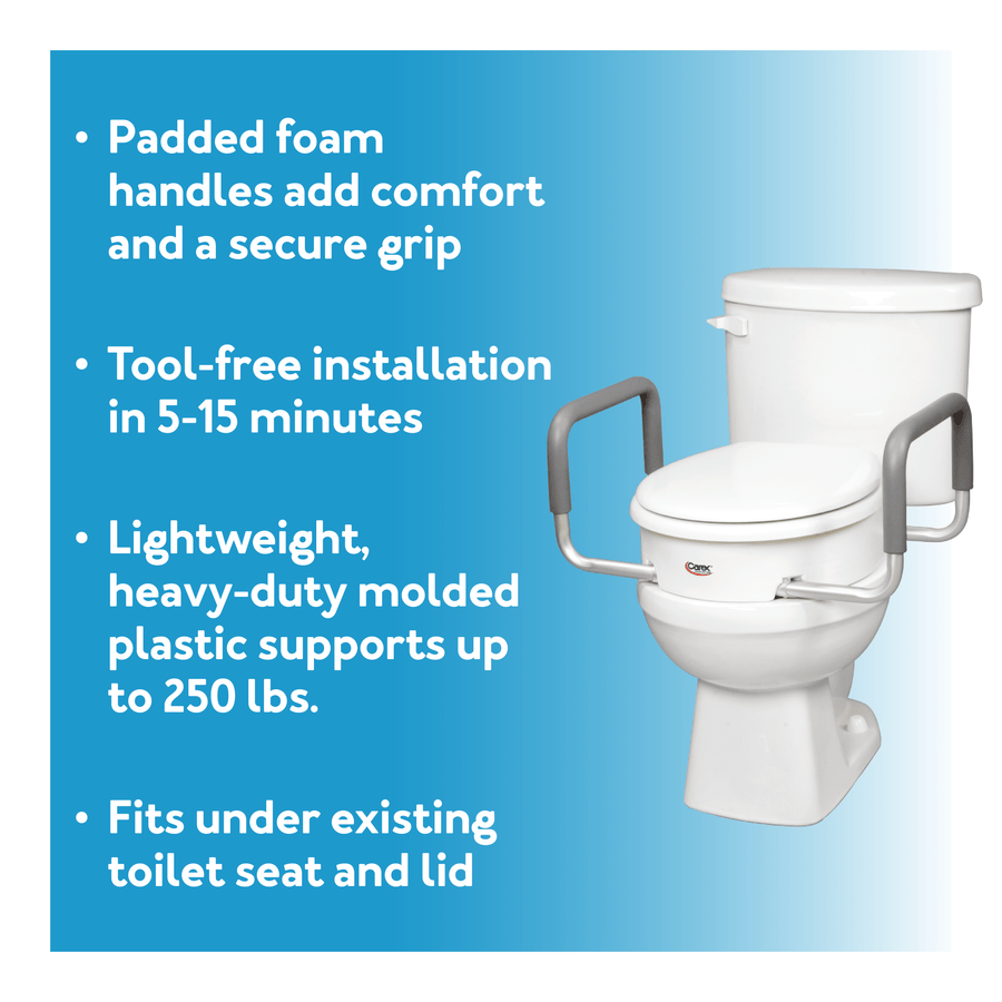 Carex Toilet Seat Elevator With Handles - For Standard Toilet Seats