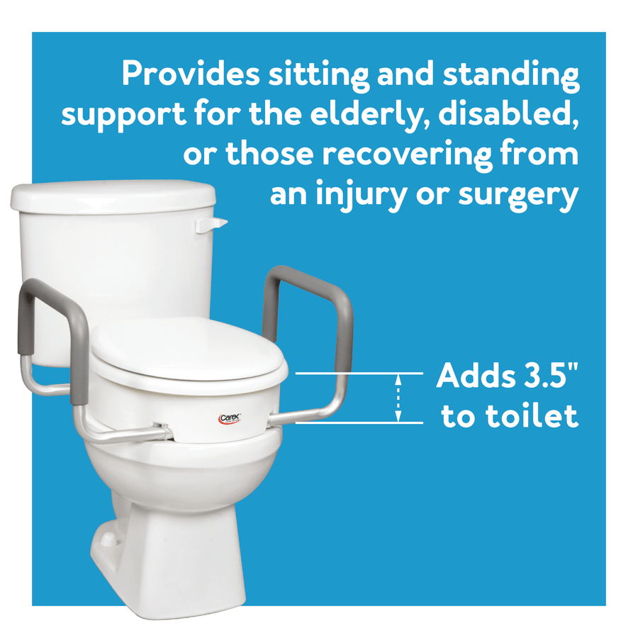 Carex Toilet Seat Elevator With Handles - For Standard Toilet Seats