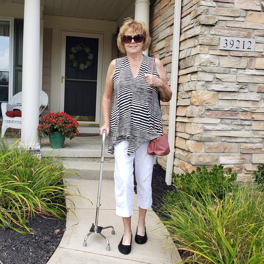Carex Offset Quad Cane with Large Base
