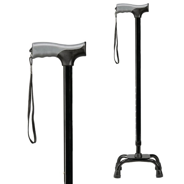 Carex Small Base Quad Cane with Soft Grip Derby Handle