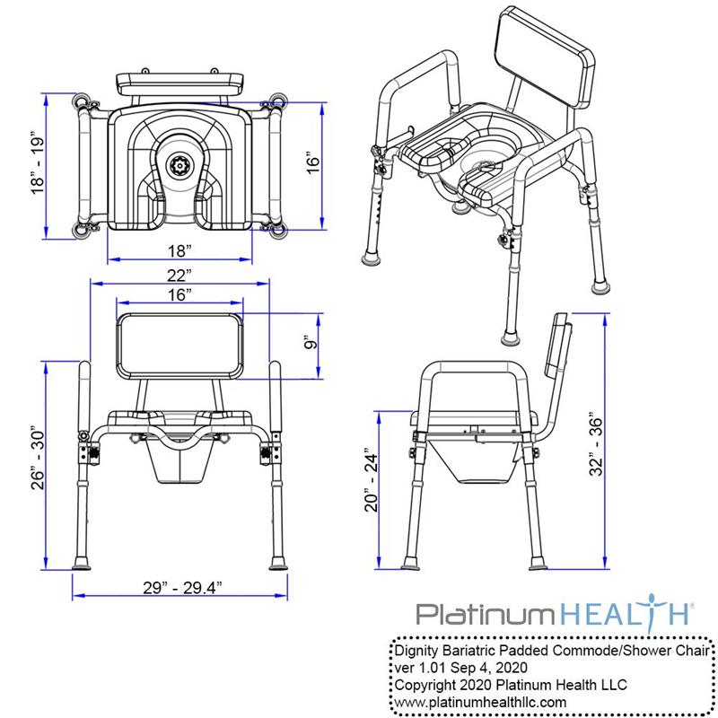 Bariatric Dignity Padded Commode by Platinum Health