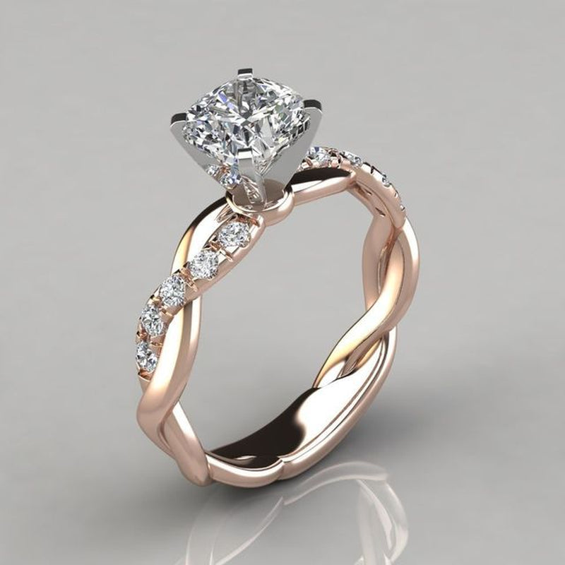 14K Rose Gold White 1 Carat FL Diamond Ring for Female Silver 925 Jewelry Gemstone 14 K Gold Jewelry Diamond Ring Box