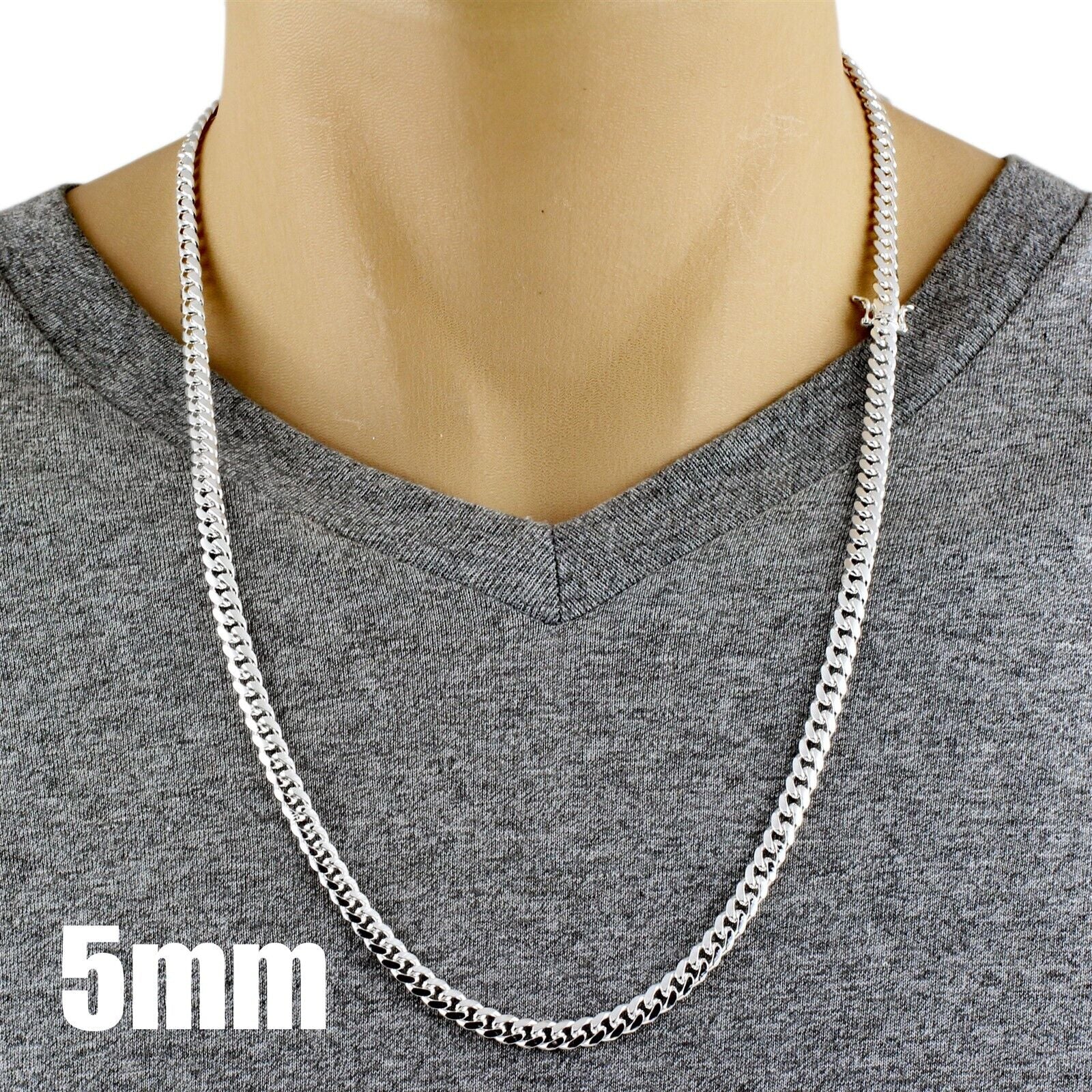 Guaranteed 925 Sterling Silver Miami Cuban Chain Necklace Men'S Jewelry