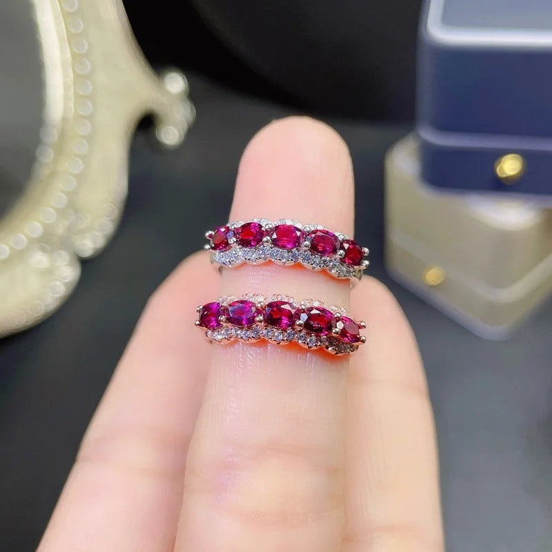 Engagement Natural Garnet Ring Wedding Rings Women Rings Sterling 925 Silver Rings Fine Jewelry