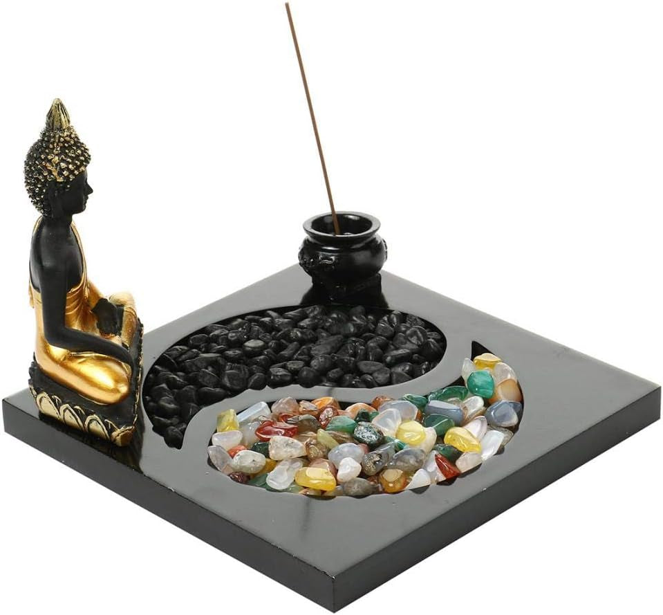 Tabletop Buddha Zen Garden Incense Holder Ornament Incense Burner Sticks Incense Holder for Decor Meditation Relax (Buddha)