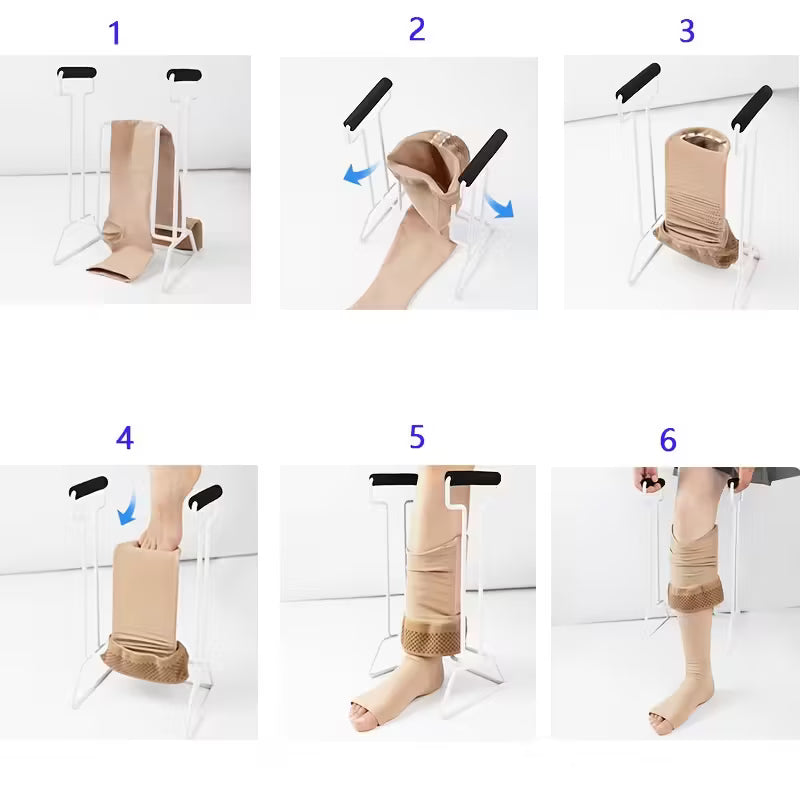 Metal Frame Sock Aid, Foam Grip Handles, 14" Tall