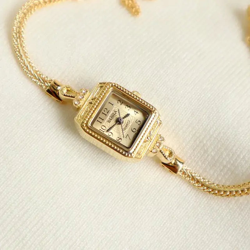 Womens Watch Small Delicate Lightweight Gentage Thin Belt Watch INS Retro Bracelet Square Watch Girl