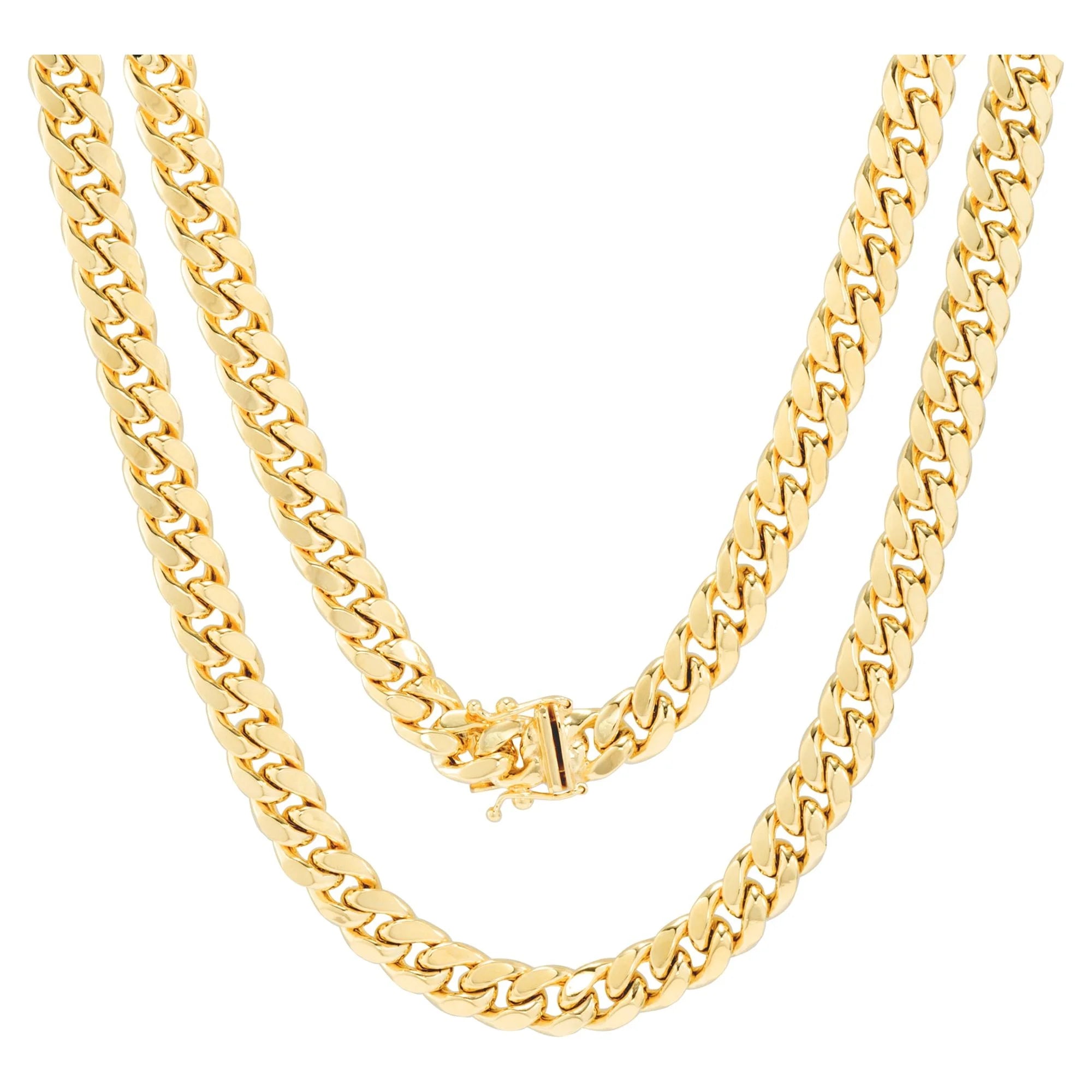 14K Yellow Gold 7.5Mm Miami Cuban Link Chain Necklace, Mens Womens Jewelry Box Clasp 16" - 30"