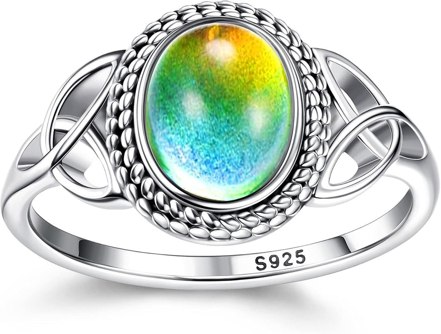 Jstyle Celtic Knot Mood Ring in 925 Sterling Silver - view 2