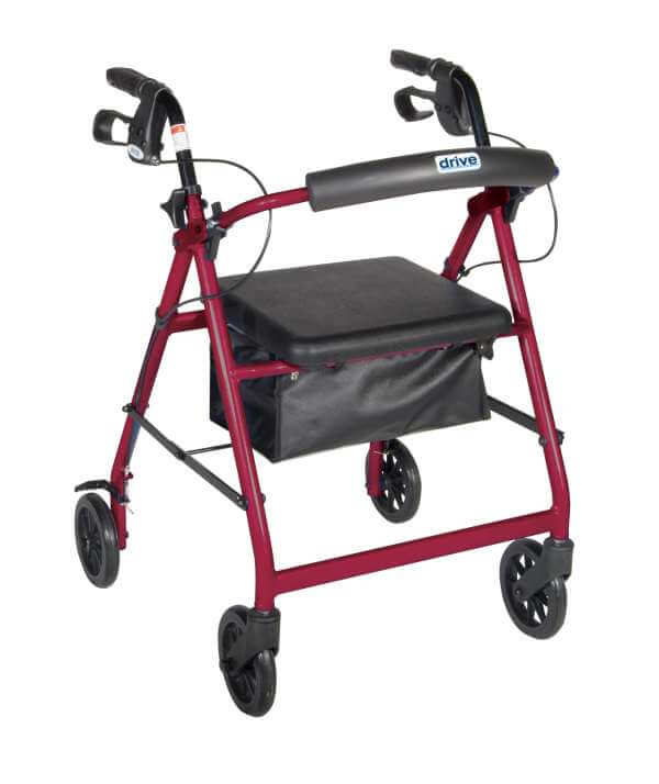 Drive Medical Aluminum Rollator Walker with Fold Up Padded Seat