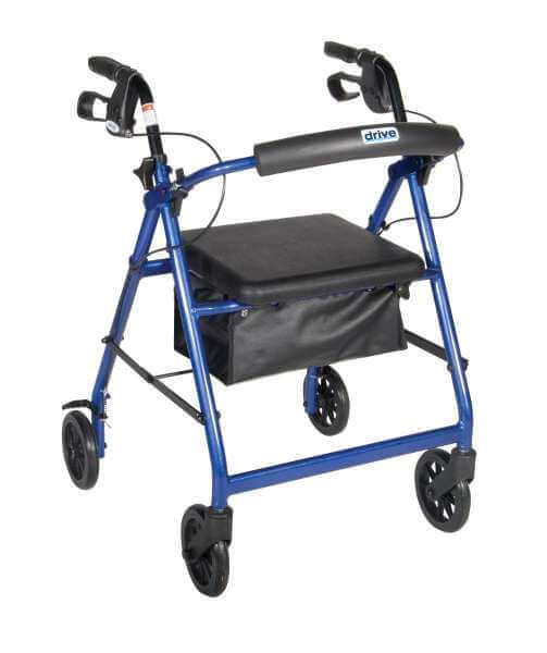 Drive Medical Aluminum Rollator Walker with Fold Up Padded Seat