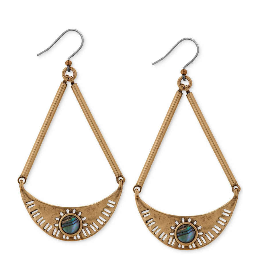 Lucky Brand Gold-Tone Abalone-Look Crescent Drop Earrings