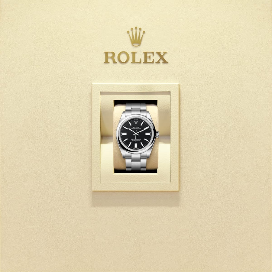 Unworn 2025, Oyster Perpetual, Oystersteel 41mm, Black dial, Domed Oyster, Ref# 134300-0008, box and papers