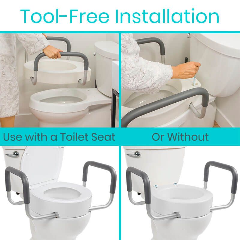 Vive Toilet Seat Riser with Arms, Adds 3.5 in, 300 lb