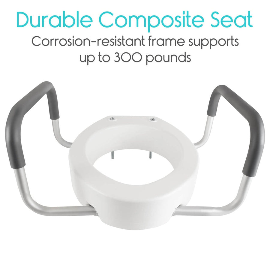 Vive Toilet Seat Riser with Arms, Adds 3.5 in, 300 lb