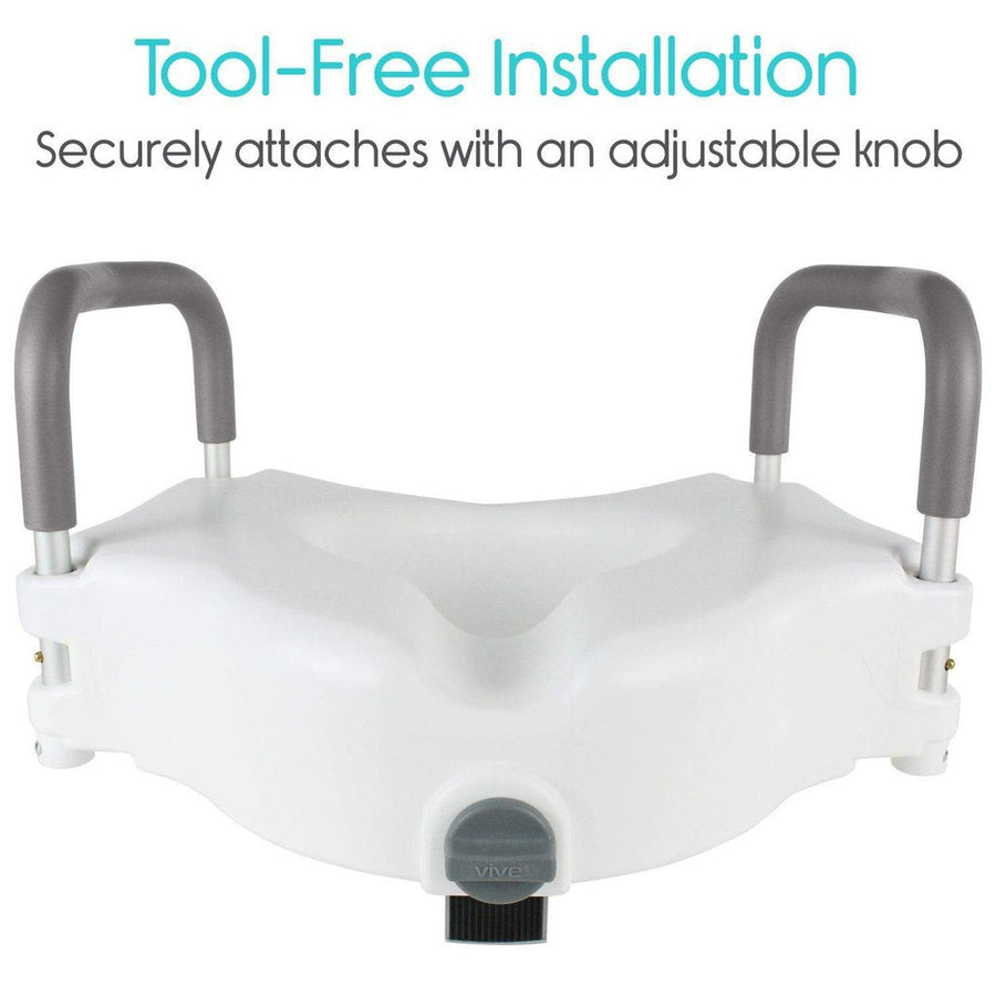 Elongated Raised Toilet Seat with Arms