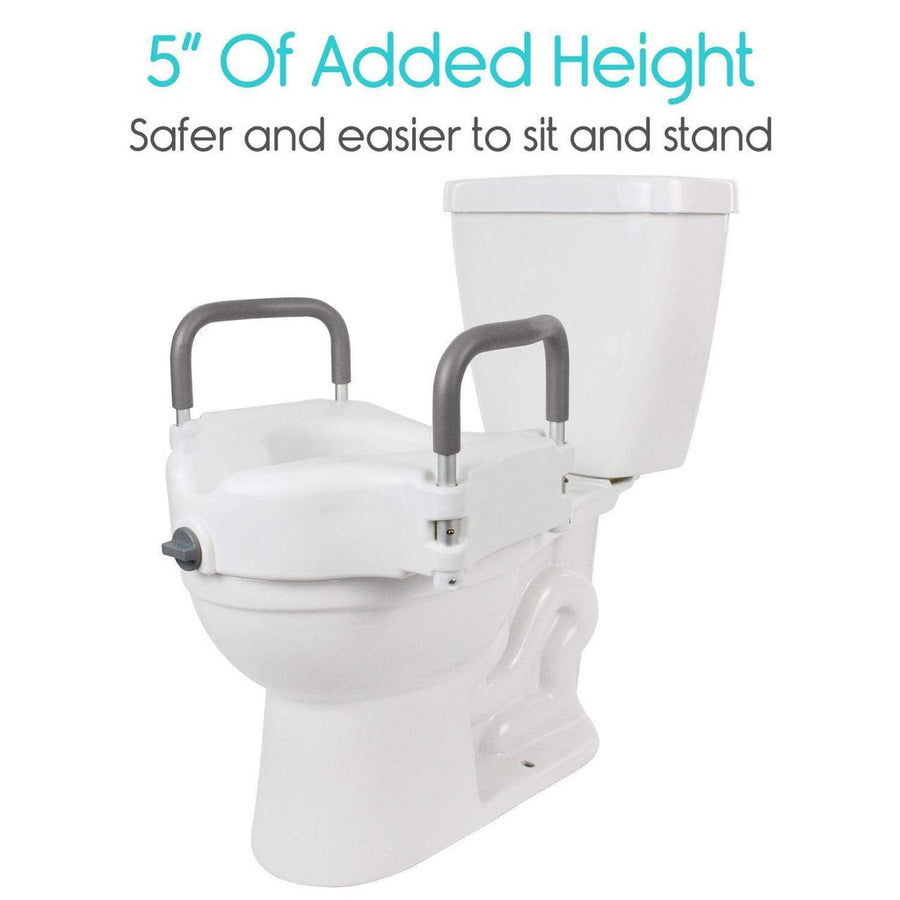 Elongated Raised Toilet Seat with Arms