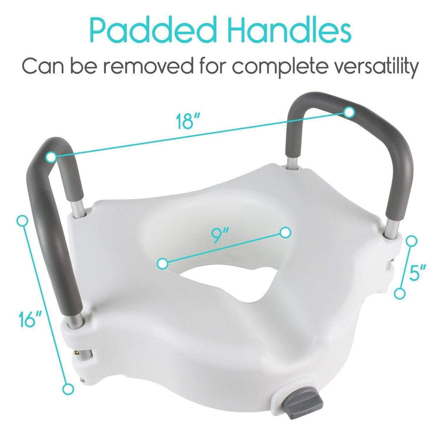 Elongated Raised Toilet Seat with Arms