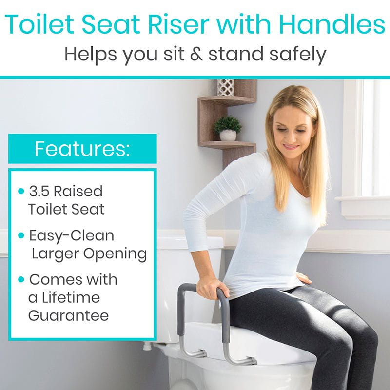 Vive Toilet Seat Riser with Arms, Adds 3.5 in, 300 lb