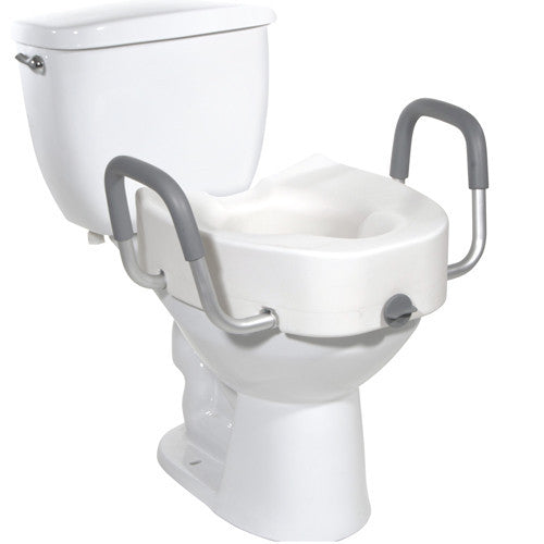 Raised Toilet Seat, Elongated with Removable Arms