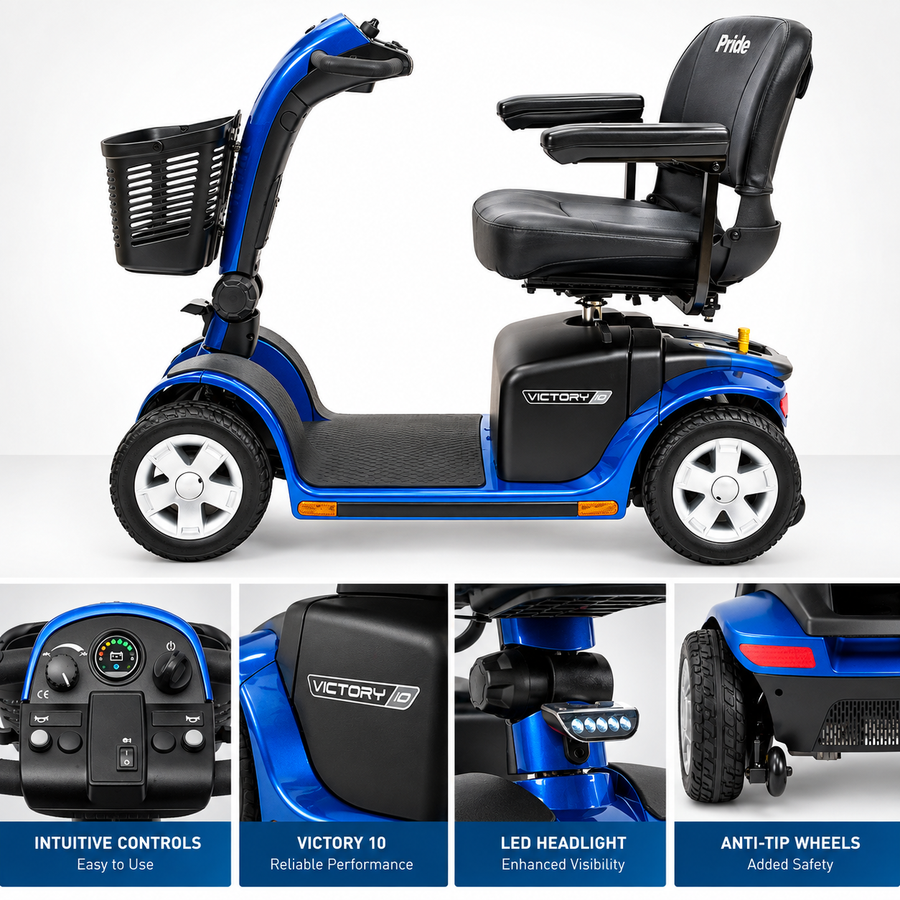 Pride Victory 10 4-Wheel Mobility Scooter, 400 lb Capacity