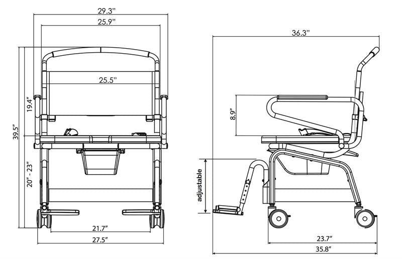 ShowerBuddy Roll-In XL 22" Bariatric Shower Chair