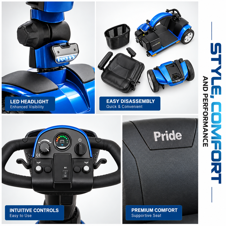 Pride Victory 10 4-Wheel Mobility Scooter, 400 lb Capacity