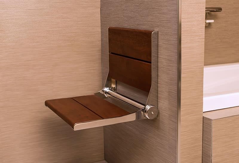 Invisia SerenaSeat Wall Mounted Folding Shower Bamboo Seats - 500 lb Weight Cap