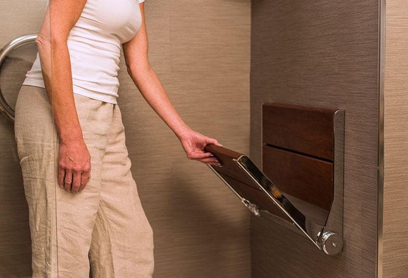 Invisia SerenaSeat Wall Mounted Folding Shower Bamboo Seats - 500 lb Weight Cap