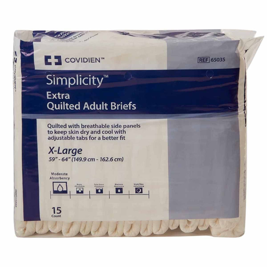 Simplicity Quilted Adult Briefs, Disposable - Light Absorbency