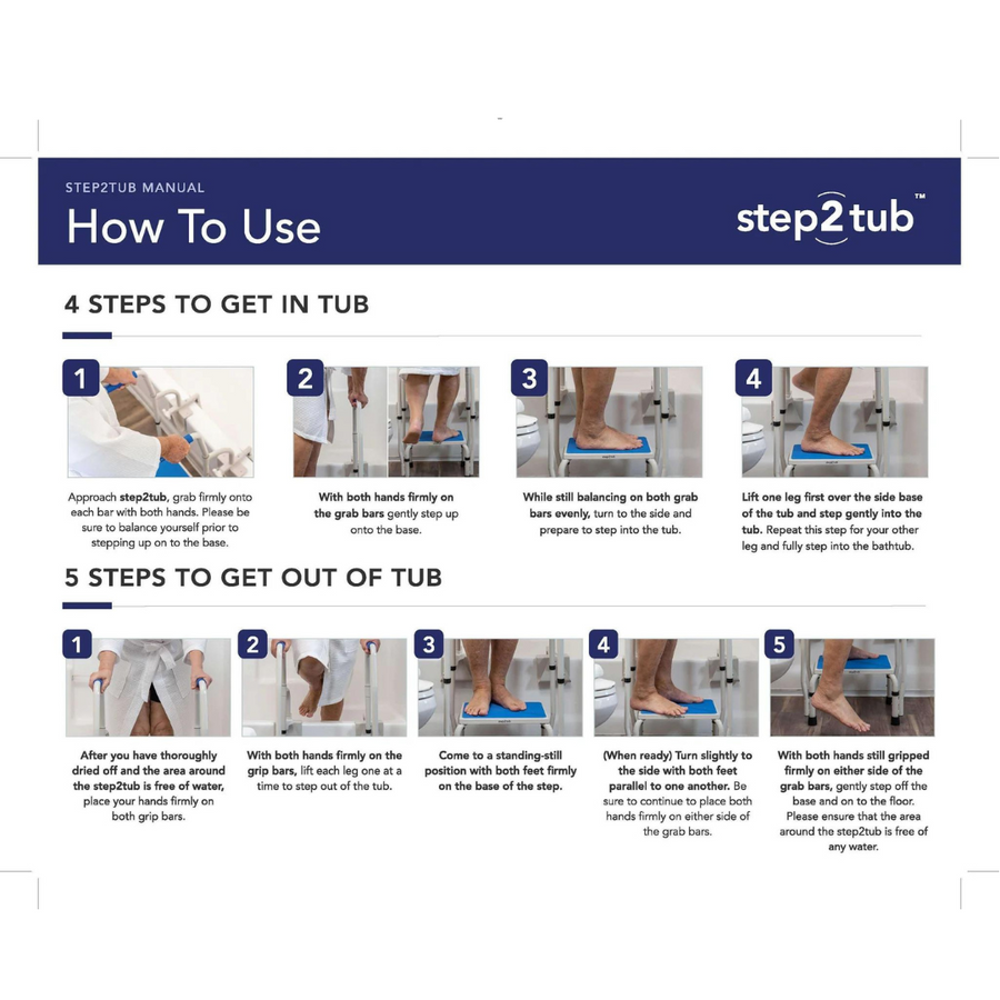 Step2Health Bathtub Step2Tub Stepping Stool with Fall Prevention Handles