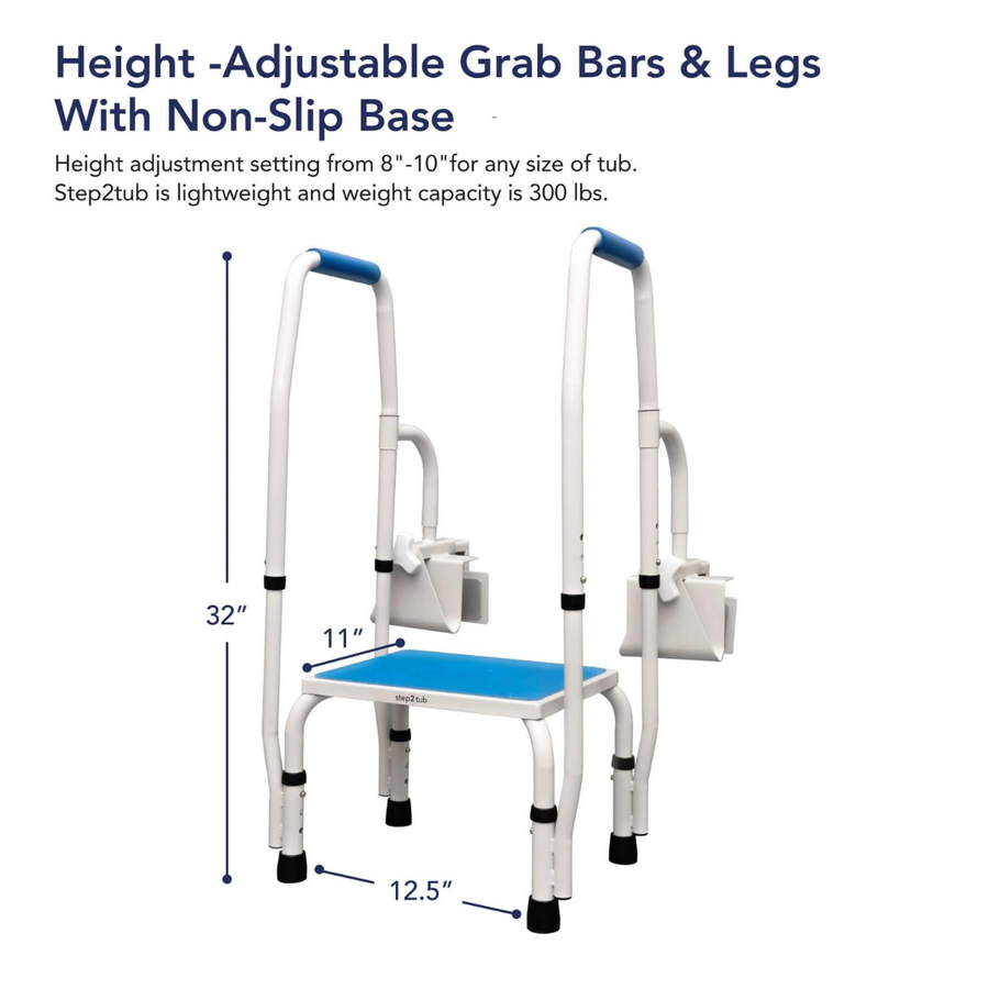 Step2Health Bathtub Step2Tub Stepping Stool with Fall Prevention Handles