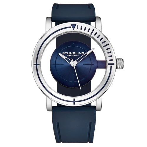 Stuhrling Original Aviator 3915.01 Men's Blue Rubber Watch – view 2