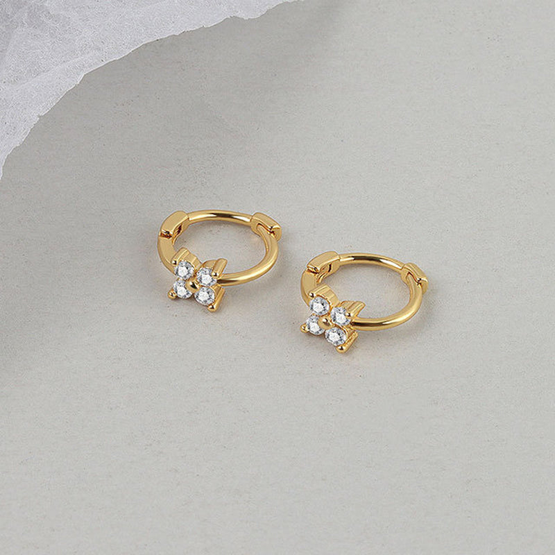 2PC Stainless Steel Little Huggies Hoop Earrings for Women Tiny Crystal Zirconia Pendant Cartilage Earrings Piercing Jewelry