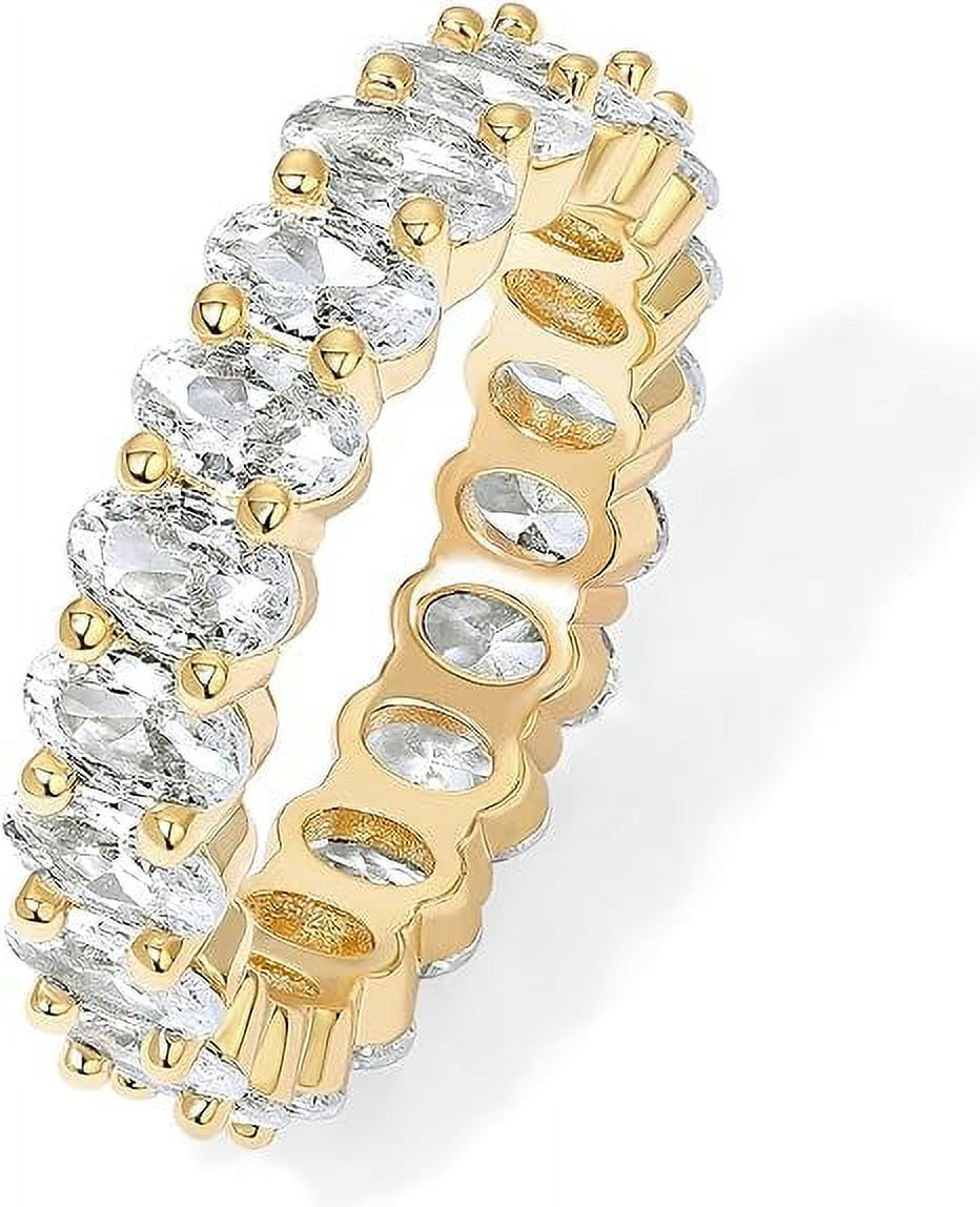 14K Yellow Gold Plated Love Rings Oval Cubic Zirconia 5Mm Stackable Yellow Gold Rings for Women Size 7