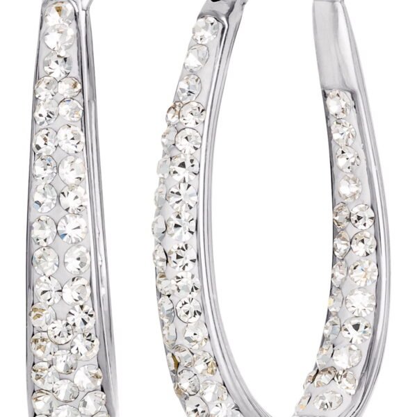 Brilliance Women's Sterling Silver Crystal Hoop Earrings