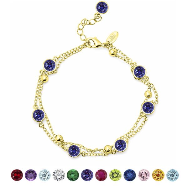 JeenMata 3.5 Carat June Alexandrite Birthstone Double Layer Bracelet - in Yellow Gold Plating for Women