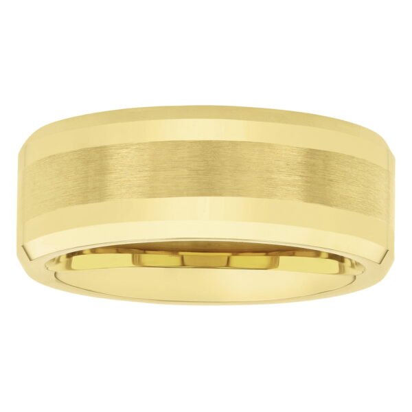 Men's Beveled and Satin Center Ring in Yellow Tungsten by Brilliance Fine Jewelry - Wedding Band