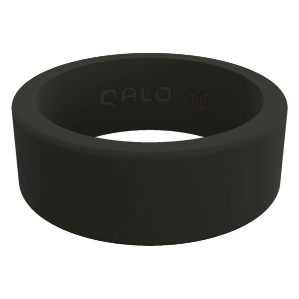 QALO Men's Classic Ultra-Durable Silicone Ring, Black, Size 10