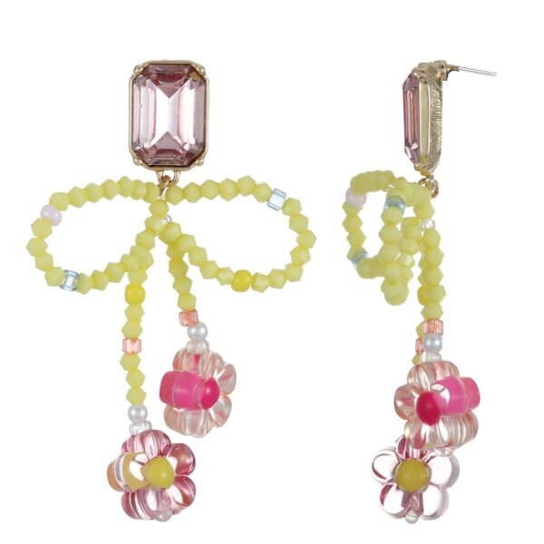 Way to Celebrate Easter Green and Pink Bow Earrings, 1 Pair