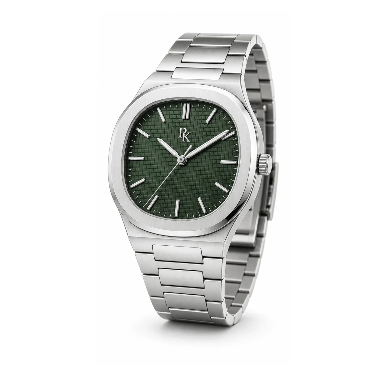 rk-ech-40-grn-stl-angle Jouelanity Echelon 40mm Green Integrated Bracelet Watch - Image 3