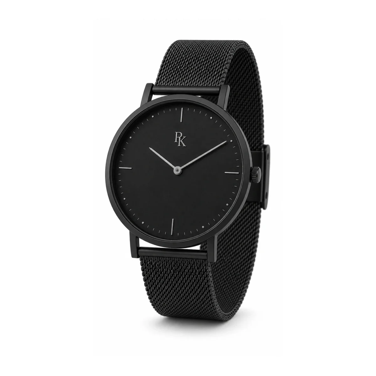 rk-min-39-mbk-msh-front Jouelanity Minima 39mm Matte Black Mesh Minimalist Watch - Image 2